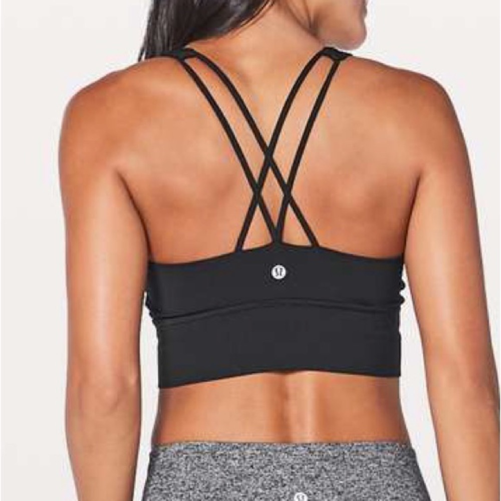 Lululemon Free to Be Longline Bra Size 6 Black Strappy Light Support